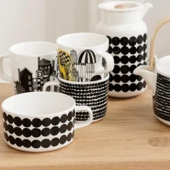 Oiva Siirtolapuutarha kaffekopp 20 cl mønstret/gul