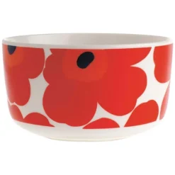 Oiva Unikko skål 50 cl rød/hvit