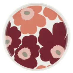 Oiva Unikko tallerken 20 cm White/mørk kirsebær/lakse rød