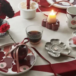 Oiva Unikko tallerken 20 cm White/mørk kirsebær/lakse rød