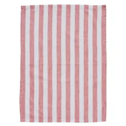 Olivia kjøkkenhåndkle 70x50 cm brede striper hvit/mørk korall