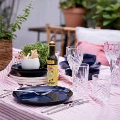 Olivia rund duk 140 cm hvit/mørk korall