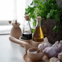 Olje-og eddikflaske H15 cm eik