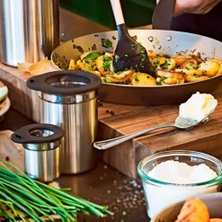 Oppbevaringsboks 1,5 L 10x20 cm stål/klar/svart