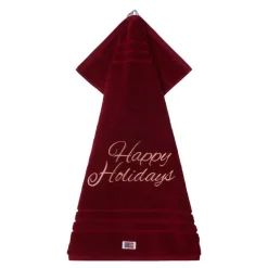 Orginal håndkle Happy Holidays 50x70 cm vinrød