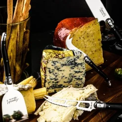 Ostekniver og skjærebrett 6 deler svart