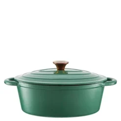 Oval støpejernsgryte 29 cm 3L grønn