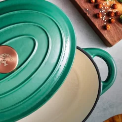 Oval støpejernsgryte 29 cm 3L grønn