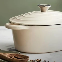 Oval støpejernsgryte 29 cm 3L krem