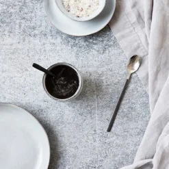 Ox lang skje 19,5 cm 4 stk svart/sølv