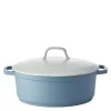 Papillon lettvektsgryte oval m/keramisk lokk 31 cm blå/beige