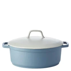 Papillon lettvektsgryte oval m/keramisk lokk 31 cm blå/beige