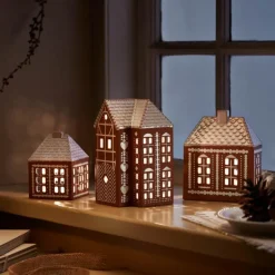 Pepperkakehus lyshus liten 11 cm brun