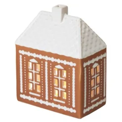 Pepperkakehus lyshus medium 15 cm brun