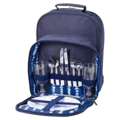 Peri piknikryggsekk for 2 personer blå 26x17x35 cm