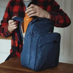 Peri piknikryggsekk for 2 personer blå 26x17x35 cm