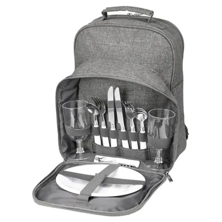 Peri piknikryggsekk for 2 personer 26x17x35 cm grå