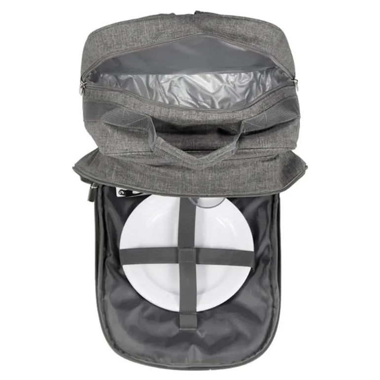 Peri piknikryggsekk for 2 personer 26x17x35 cm grå