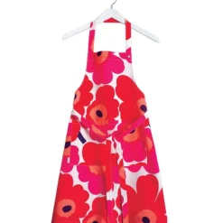 Pieni Unikko forkle hvit/rød