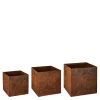 Plantkasse kube 3 stk 24/21/18 cm rust