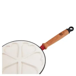 Plettpanne 6 hjerter emaljert støpejern rød