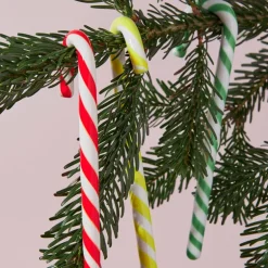 Polka glassdekorasjon 10 cm hvit/rød