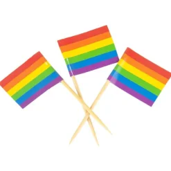 Pride flagg med trepinne 12 stk