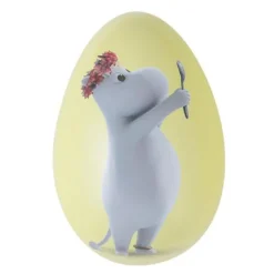 Påskeegg metall 15 cm Snorkfrøken gul