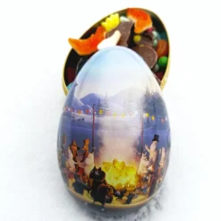 Påskeegg metall 15 cm vårbål gul