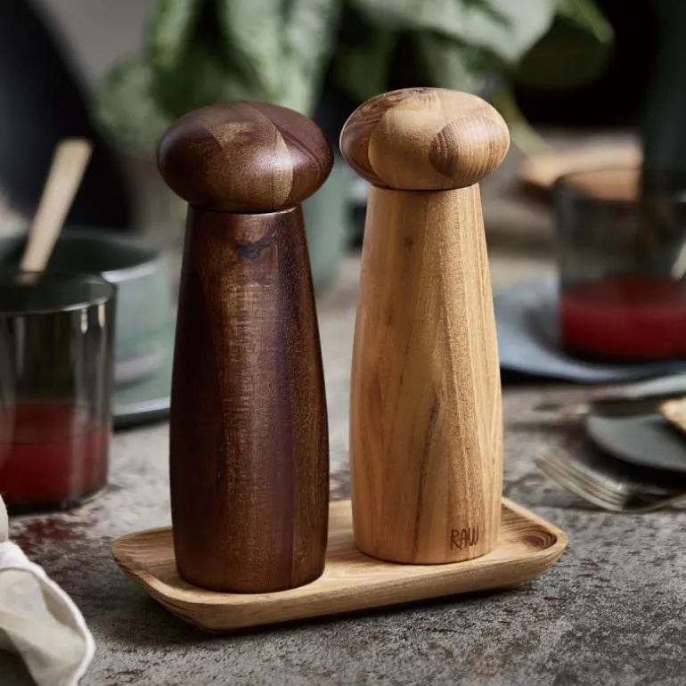 RAW Teak keramisk kvernsett 3 deler blandet teak