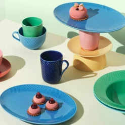 Rhombe Color oval serveringsfat 28,5x21,5 cm blå