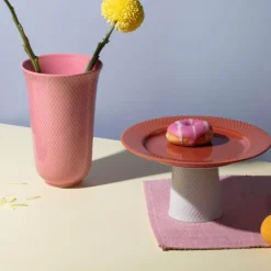 Rhombe Color vase 20 cm porselen rosa