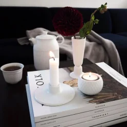 Rhombe telyslykt 6,5 cm hvit