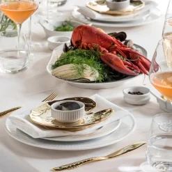 Riviera tallerken vannlilje 18x17 cm gyllen