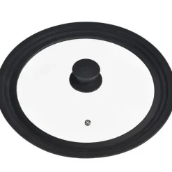 Rix grytelokk 22/24/26 cm svart klart glass