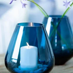 Rocks stormlykt/vase 22 cm blå