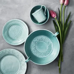 Rua Nova tallerken flat 22 cm aqua