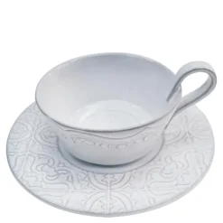 Rua Nova tekopp med fat 20 cl antikkhvit