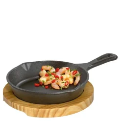 Rund serveringspanne med treplate