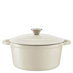 Rund støpejernsgryte 24 cm 4L krem