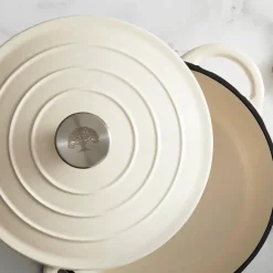 Rund støpejernsgryte 24 cm 4L krem