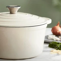 Rund støpejernsgryte 24 cm 4L krem