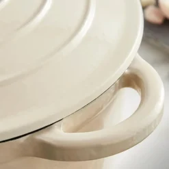 Rund støpejernsgryte 24 cm 4L krem