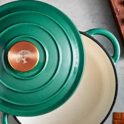 Rund støpejernsgryte 20 cm 2L grønn