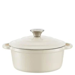 Rund støpejernsgryte 20 cm 2L krem