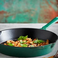 Rund støpejernsstekepanne 26 cm 1L grønn