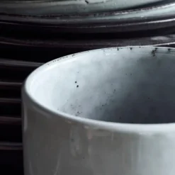 Rustic krukke 15x12 cm grå/blå