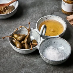 Rustic serveringsbolle 20 cm grå/blå