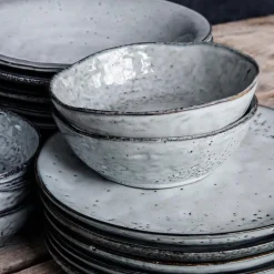 Rustic skål 14 cm grå/blå