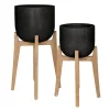 Rustik blomsterpotte rund 2 stk 37+30 cm svart